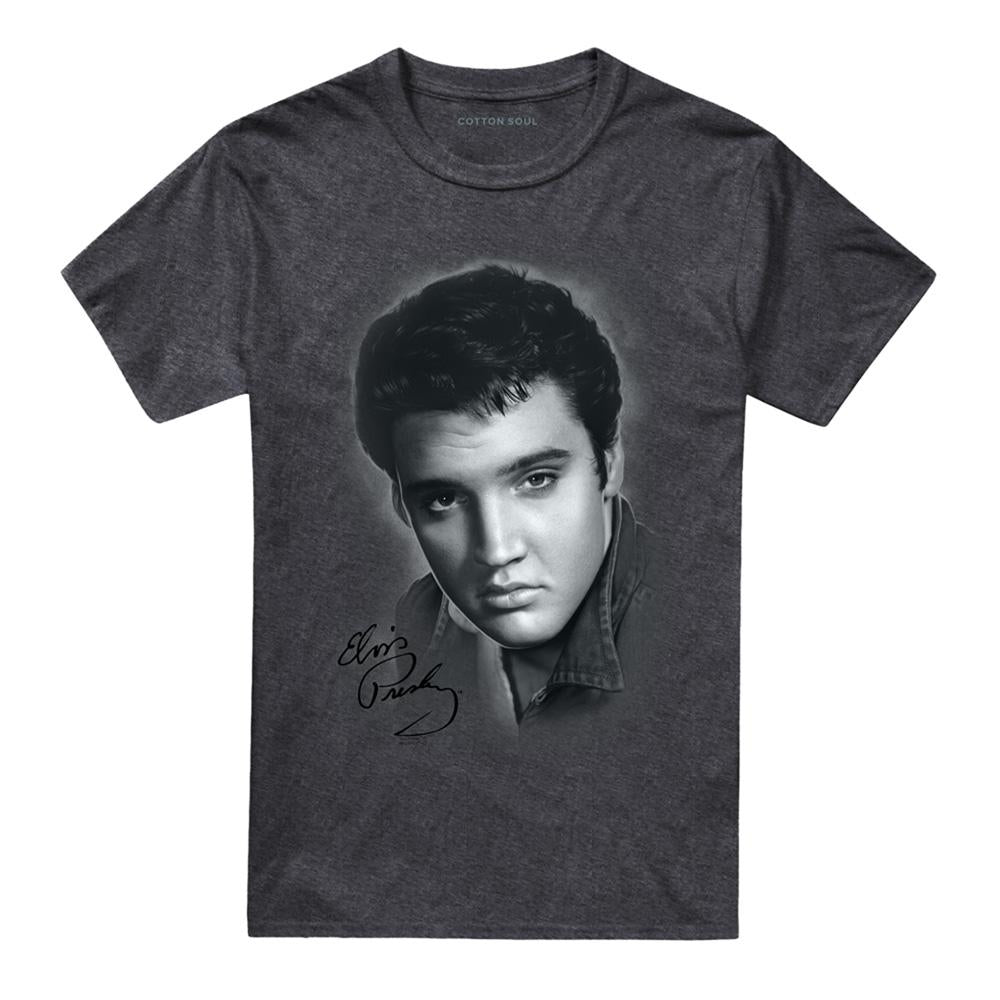 Charcoal - Front - Elvis Presley Unisex Adult Portrait T-Shirt