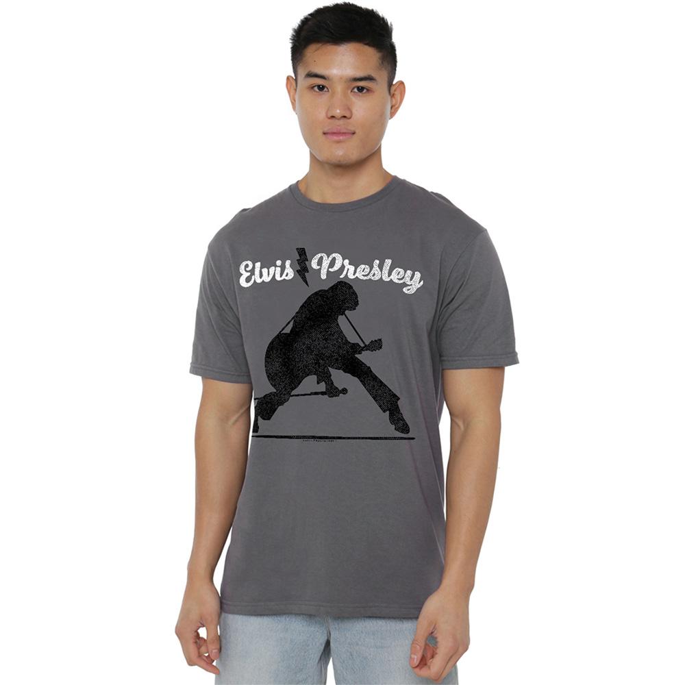 Charcoal - Back - Elvis Presley Unisex Adult Overprint T-Shirt