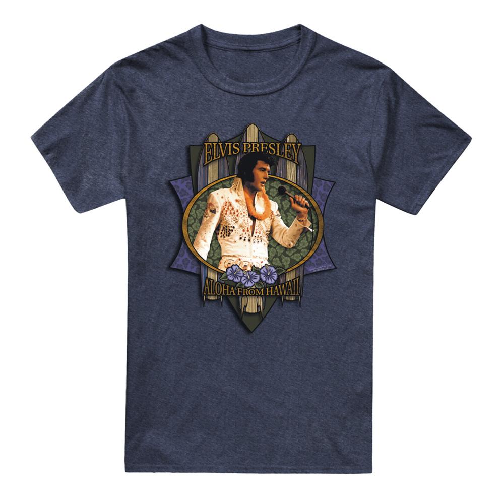 Navy - Front - Elvis Presley Unisex Adult Aloha From Hawaii T-Shirt