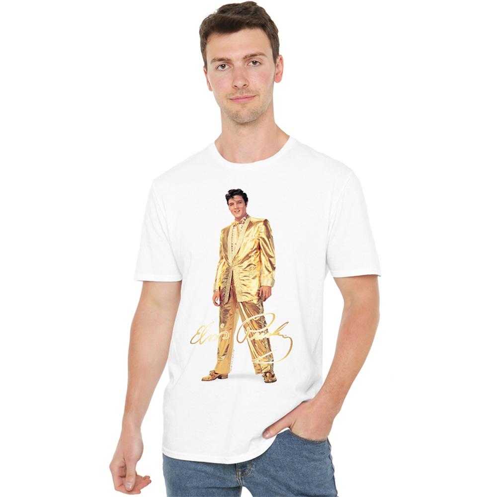 White - Back - Elvis Presley Unisex Adult Gold Lame Suit T-Shirt