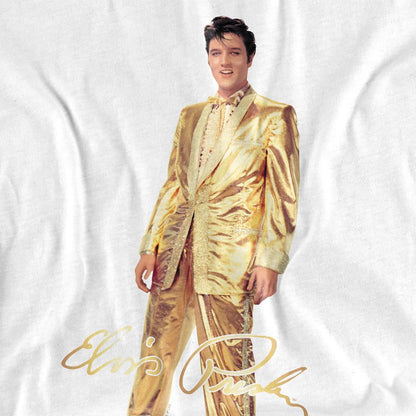 White - Side - Elvis Presley Unisex Adult Gold Lame Suit T-Shirt