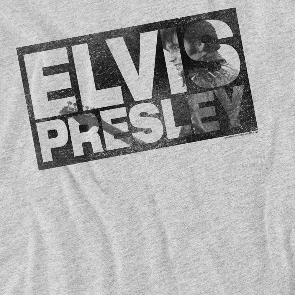 Athletic Heather - Side - Elvis Presley Unisex Adult Block Letters Heather T-Shirt