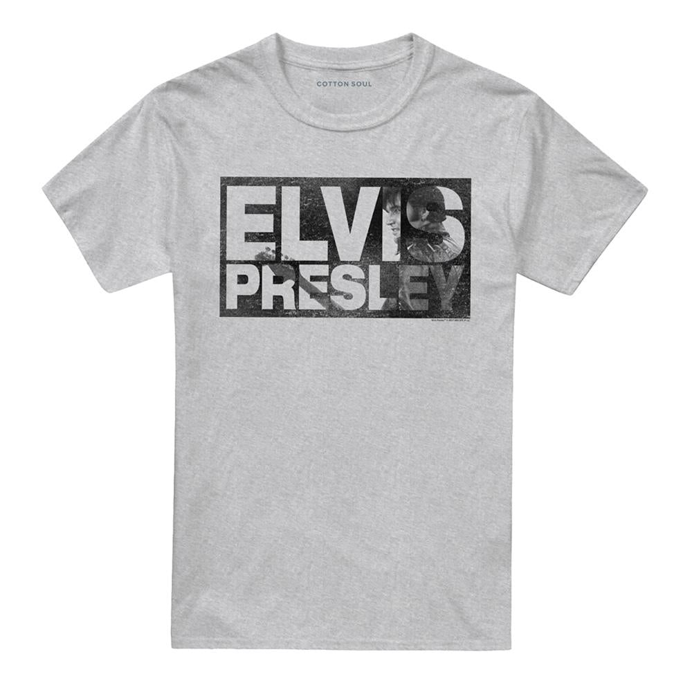 Athletic Heather - Front - Elvis Presley Unisex Adult Block Letters Heather T-Shirt