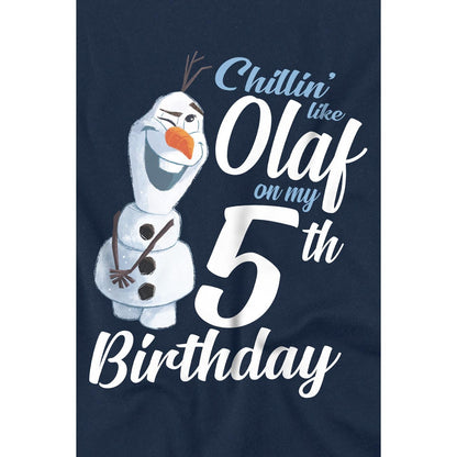 Navy - Side - Frozen Childrens-Kids Chillin Like Olaf 5th Birthday T-Shirt