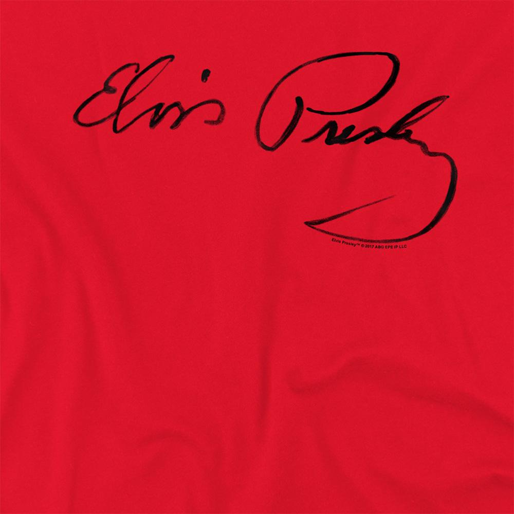 Red - Side - Elvis Presley Unisex Adult Signature Sketch T-Shirt