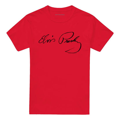 Red - Front - Elvis Presley Unisex Adult Signature Sketch T-Shirt