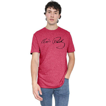 Red - Back - Elvis Presley Unisex Adult Signature Sketch T-Shirt