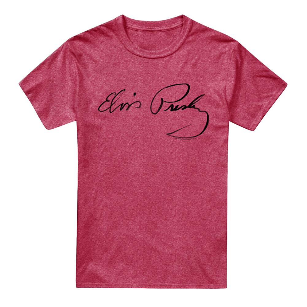 Red - Front - Elvis Presley Unisex Adult Signature Sketch T-Shirt