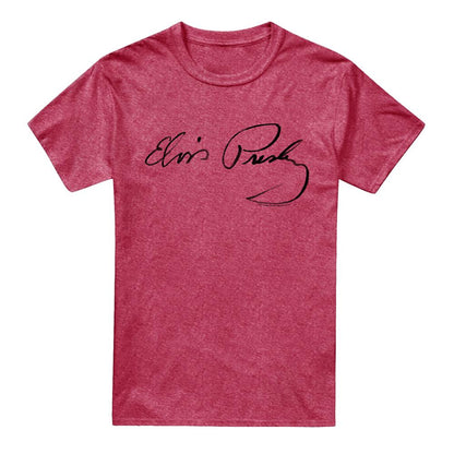 Red - Front - Elvis Presley Unisex Adult Signature Sketch T-Shirt