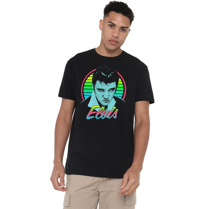 Black - Back - Elvis Presley Unisex Adult King Neon T-Shirt