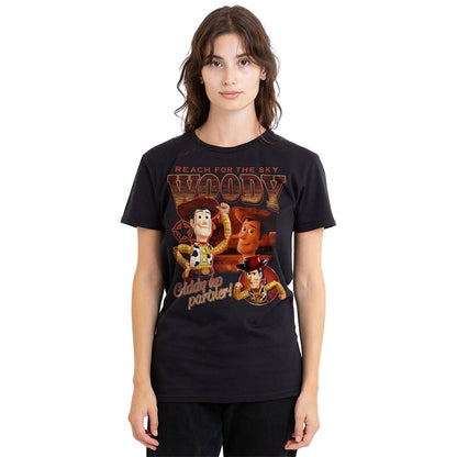 Black - Back - Toy Story Womens-Ladies Sheriff Woody Homage T-Shirt