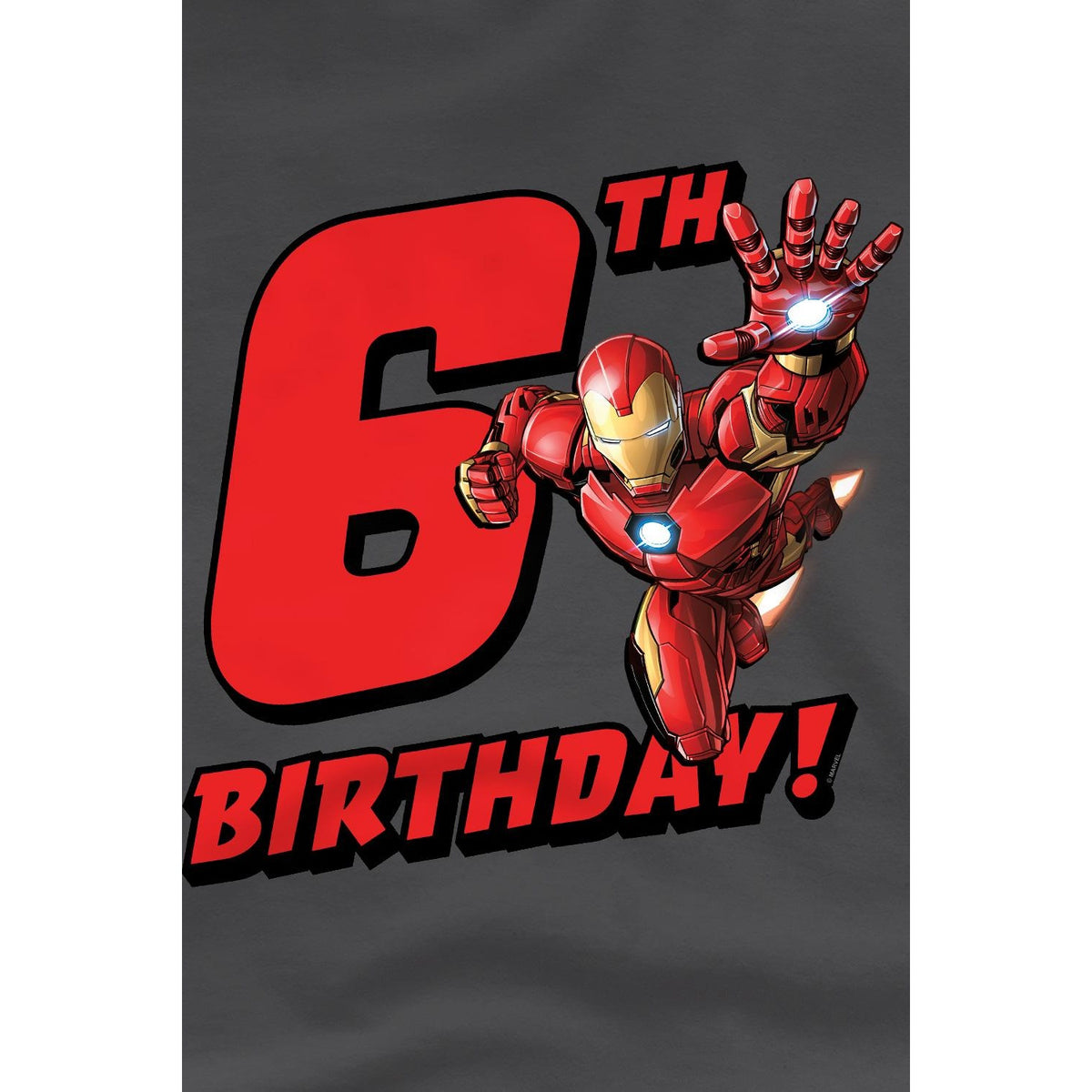 Charcoal - Side - Iron Man Childrens-Kids 6th Birthday T-Shirt