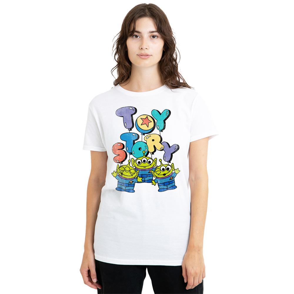 White - Back - Toy Story Womens-Ladies Aliens Balloons T-Shirt