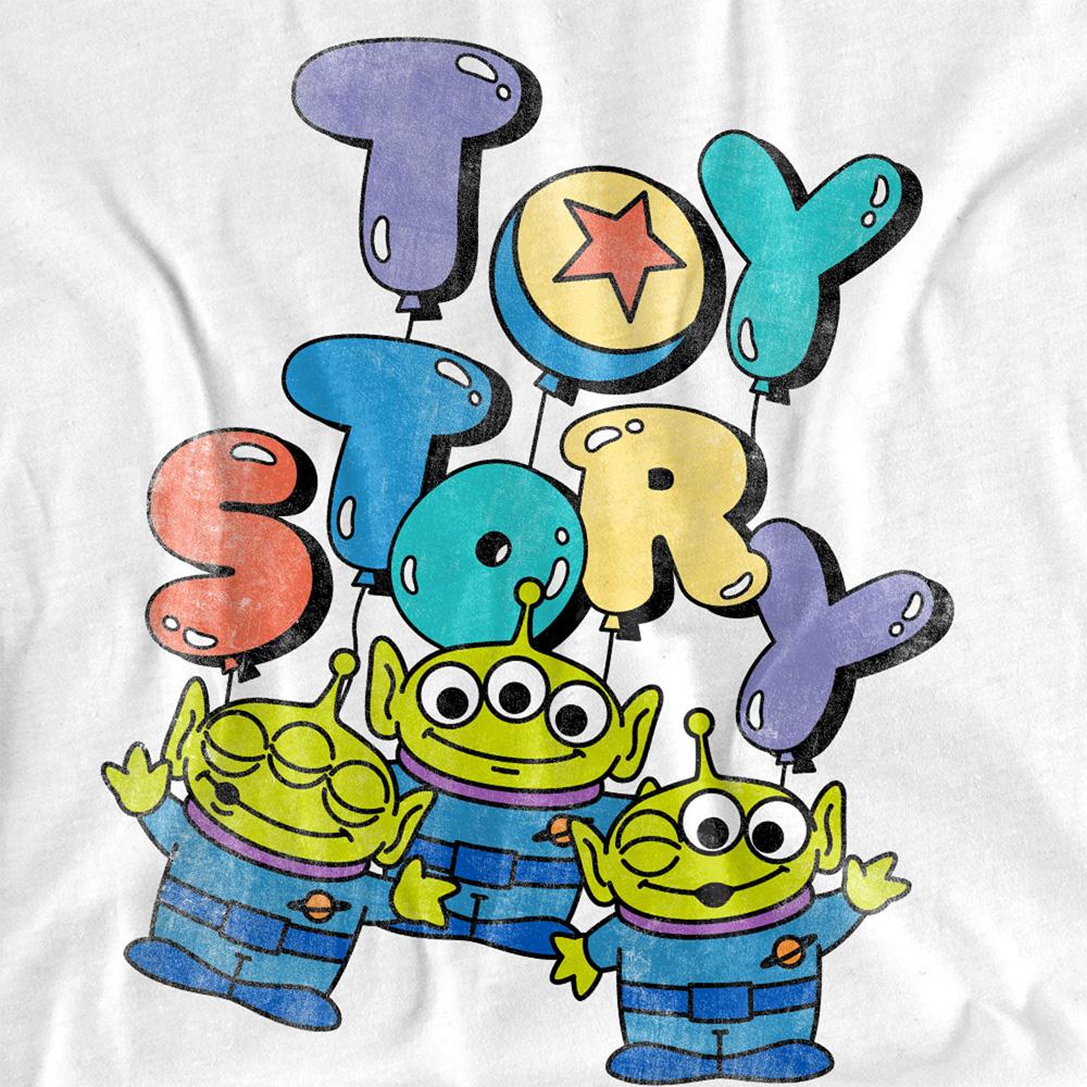 White - Side - Toy Story Womens-Ladies Aliens Balloons T-Shirt