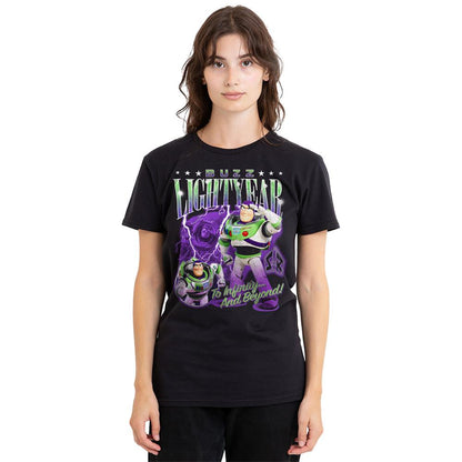 Black - Back - Toy Story Womens-Ladies Buzz Lightyear Homage T-Shirt