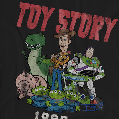 Black - Side - Toy Story Womens-Ladies 1995 Retro T-Shirt