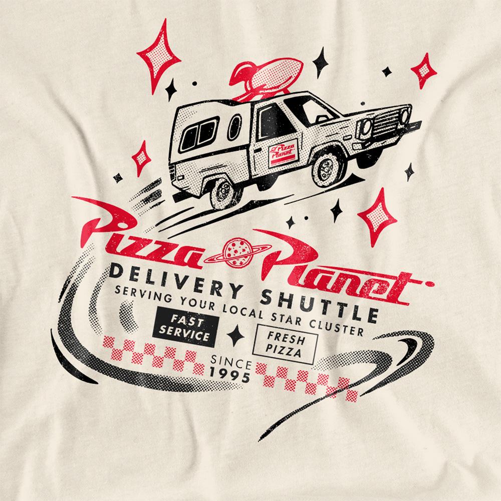 Natural - Side - Toy Story Womens-Ladies Pizza Planet Delivery T-Shirt