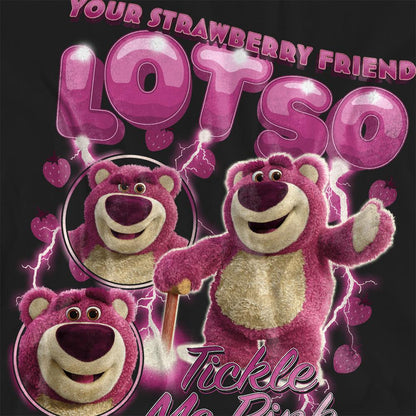 Black - Side - Toy Story Womens-Ladies Strawberry Lotso Homage T-Shirt