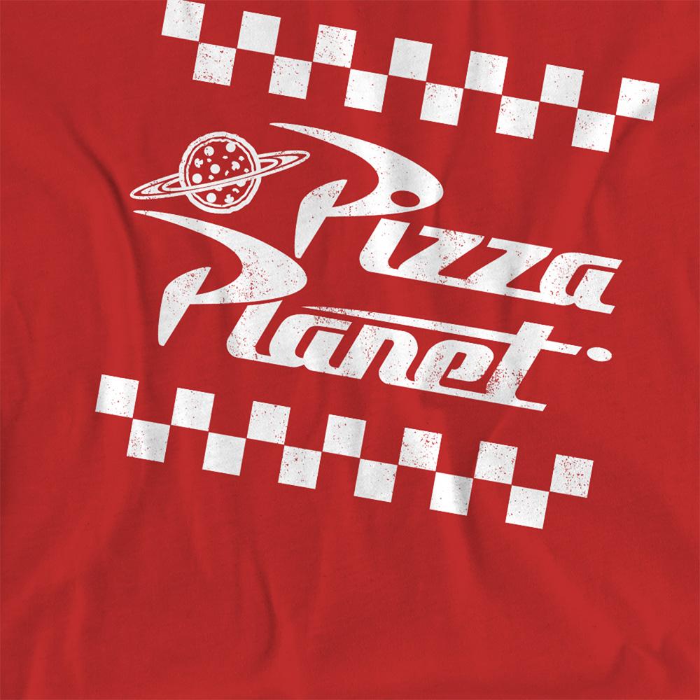 Red - Side - Toy Story Womens-Ladies Pizza Planet Takeaway Logo T-Shirt