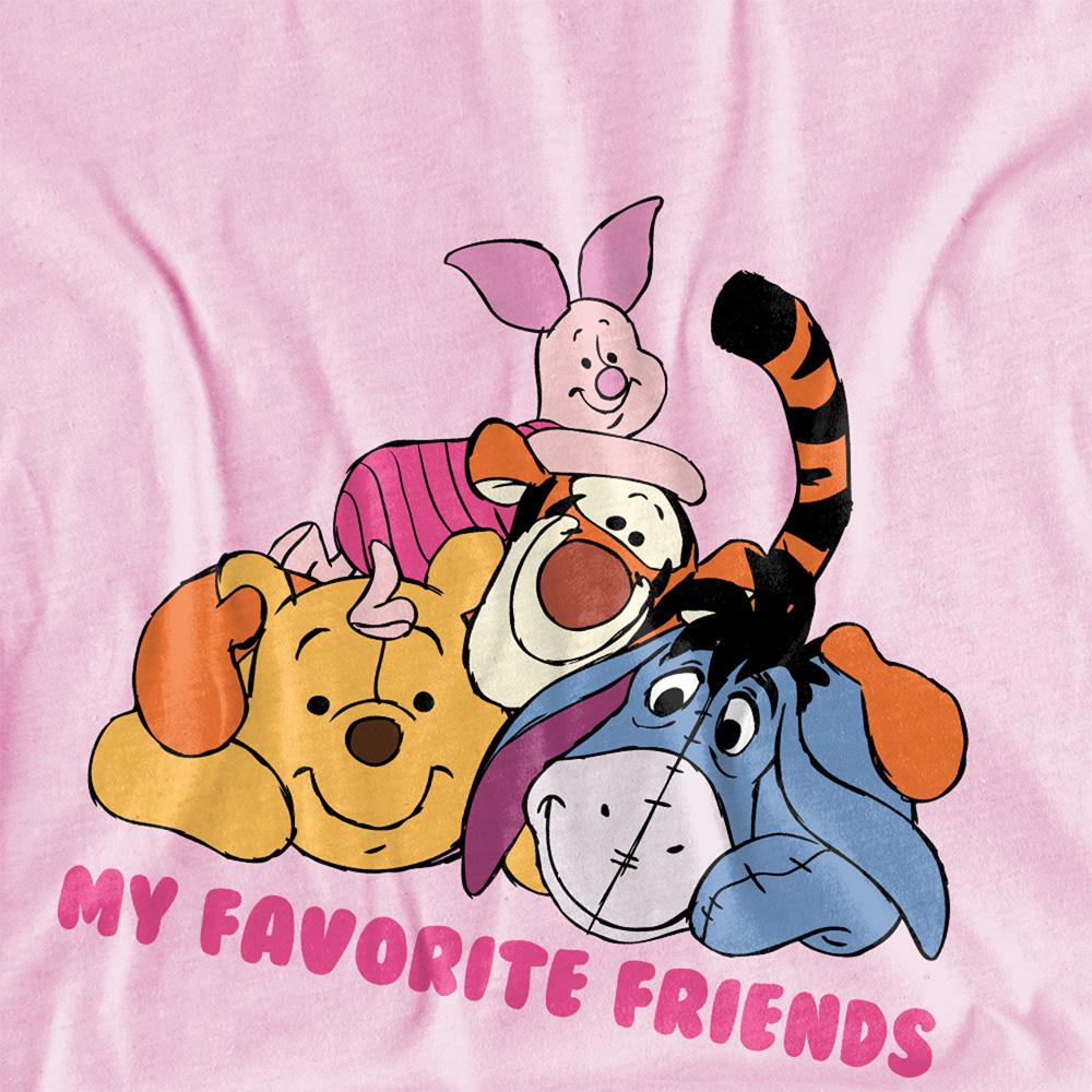 Pink - Back - Winnie the Pooh Childrens-Kids My Favorite Friends Group T-Shirt