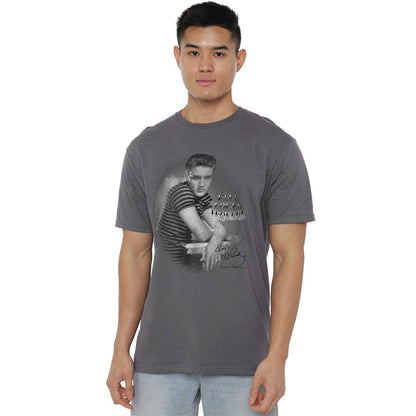Charcoal - Back - Elvis Presley Unisex Adult Trouble T-Shirt