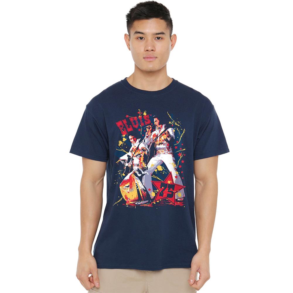 Navy - Side - Elvis Presley Unisex Adult Eagle Elvis T-Shirt
