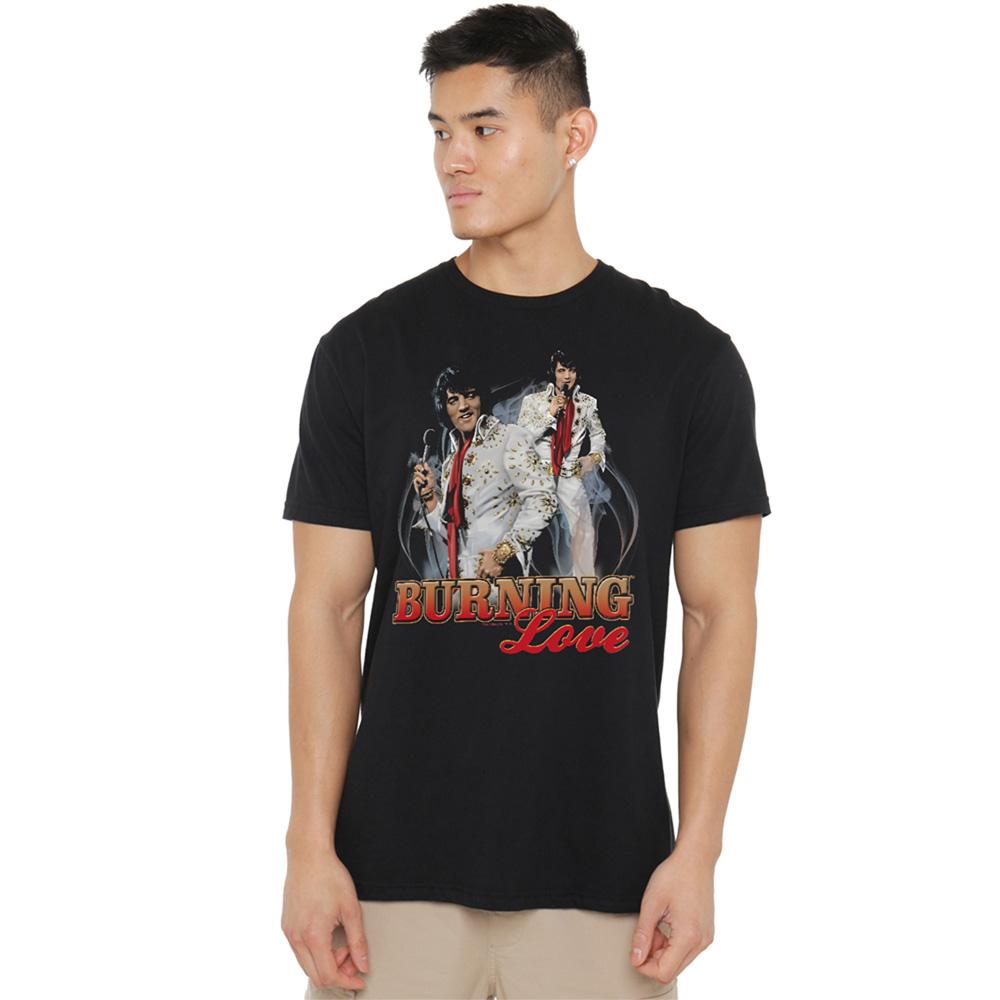 Black - Back - Elvis Presley Unisex Adult Burning Love T-Shirt