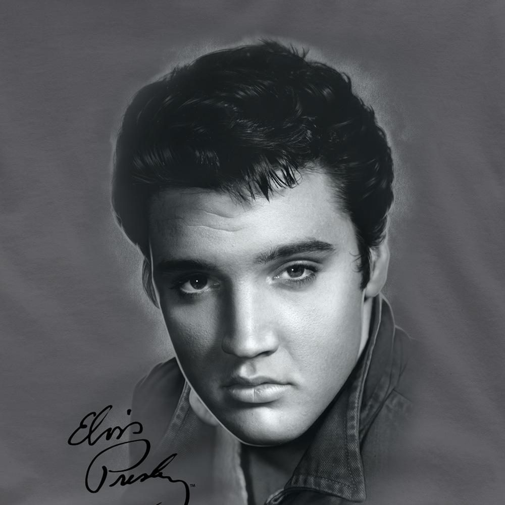 Charcoal - Side - Elvis Presley Unisex Adult Portrait T-Shirt