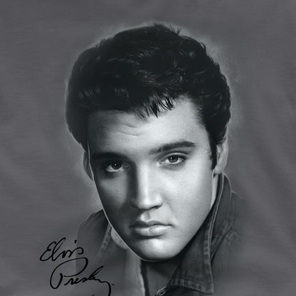 Charcoal - Side - Elvis Presley Unisex Adult Portrait T-Shirt