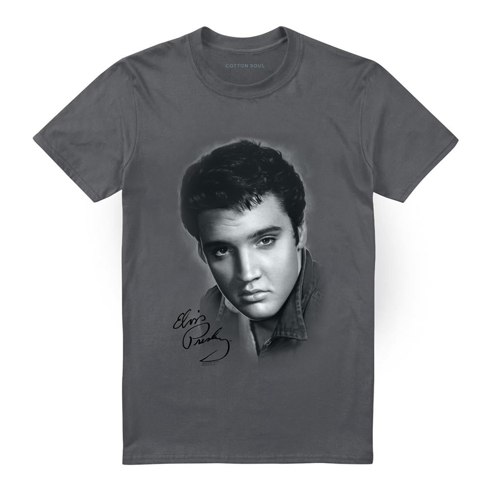 Charcoal - Front - Elvis Presley Unisex Adult Portrait T-Shirt