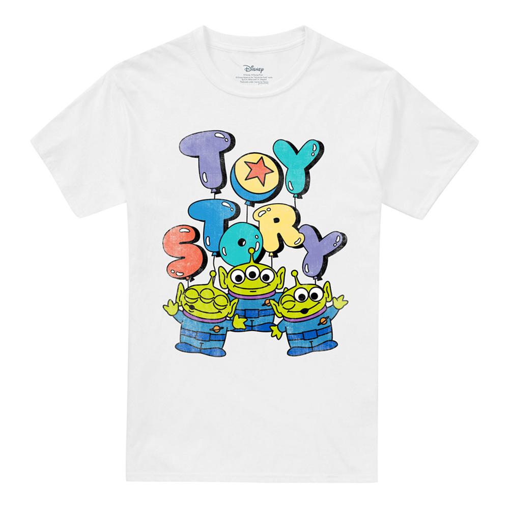White - Front - Toy Story Unisex Adult Aliens Balloons T-Shirt