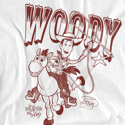 White - Side - Toy Story Unisex Adult Woody and Bullseye T-Shirt