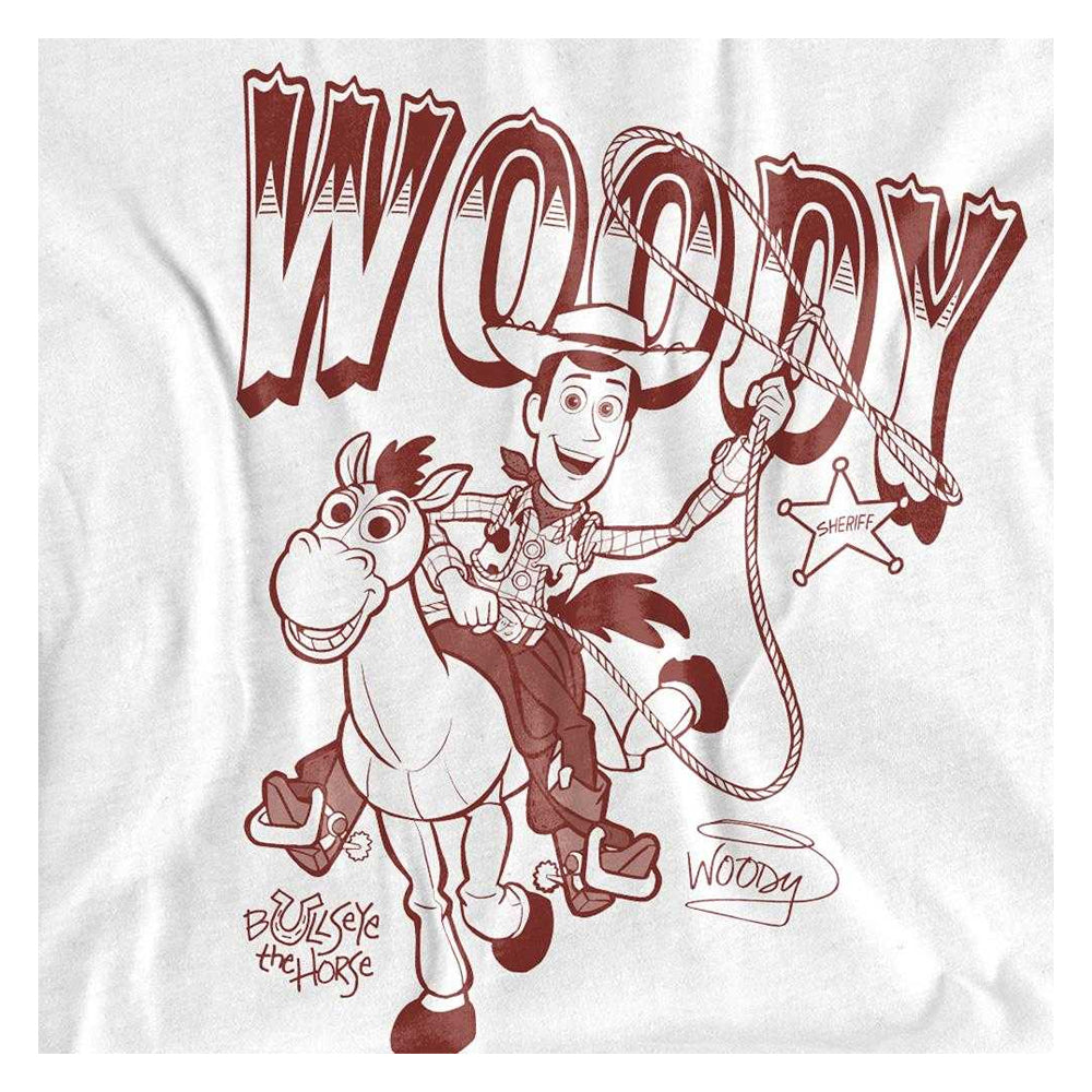 White - Side - Toy Story Unisex Adult Woody and Bullseye T-Shirt