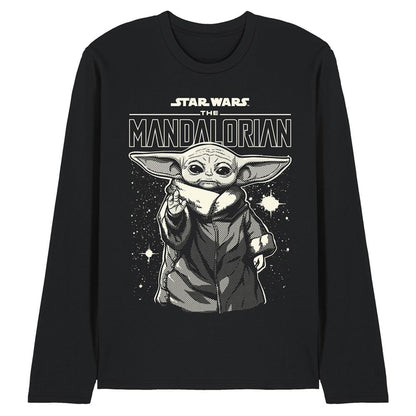 Black - Front - Star Wars The Mandalorian Unisex Adult Grogu Long-Sleeved T-Shirt