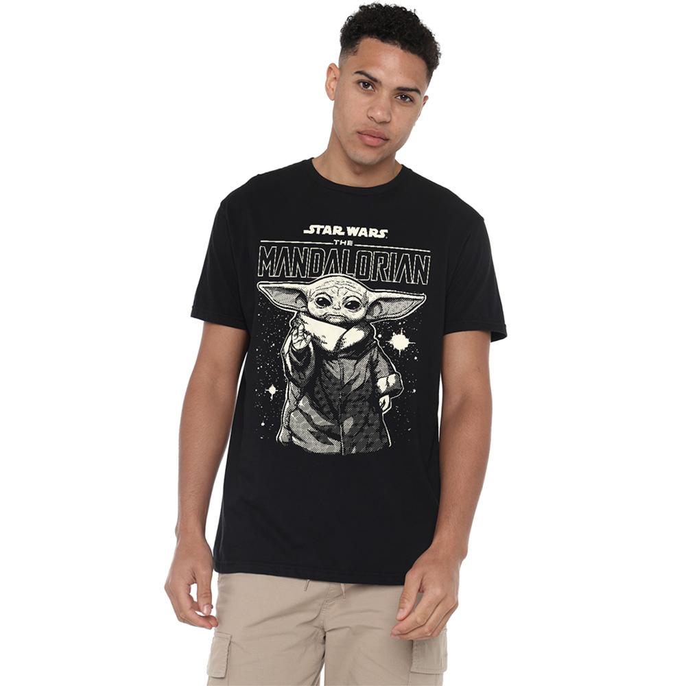 Black - Back - Star Wars The Mandalorian Unisex Adult Grogu In The Stars Long-Sleeved T-Shirt