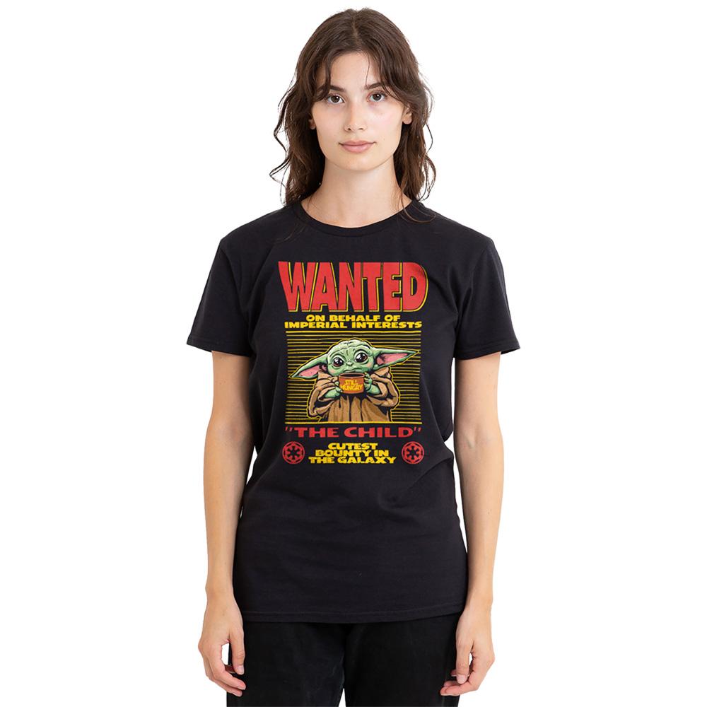 Black - Back - Star Wars The Mandalorian Womens-Ladies Cutest Bounty Wanted Grogu Long-Sleeved T-Shirt