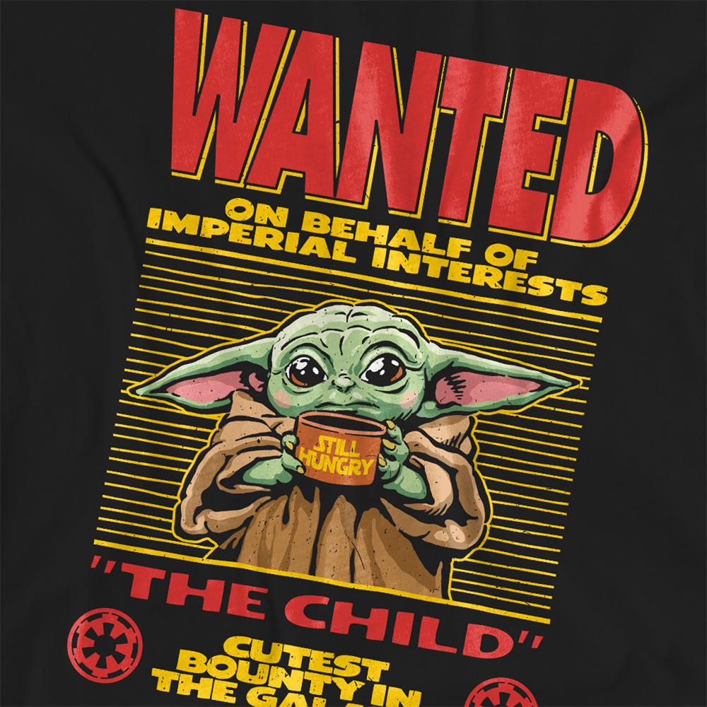 Black - Side - Star Wars The Mandalorian Womens-Ladies Cutest Bounty Wanted Grogu Long-Sleeved T-Shirt