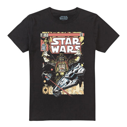 Black - Front - Star Wars Unisex Adult Falcon Darth Vader Comic T-Shirt
