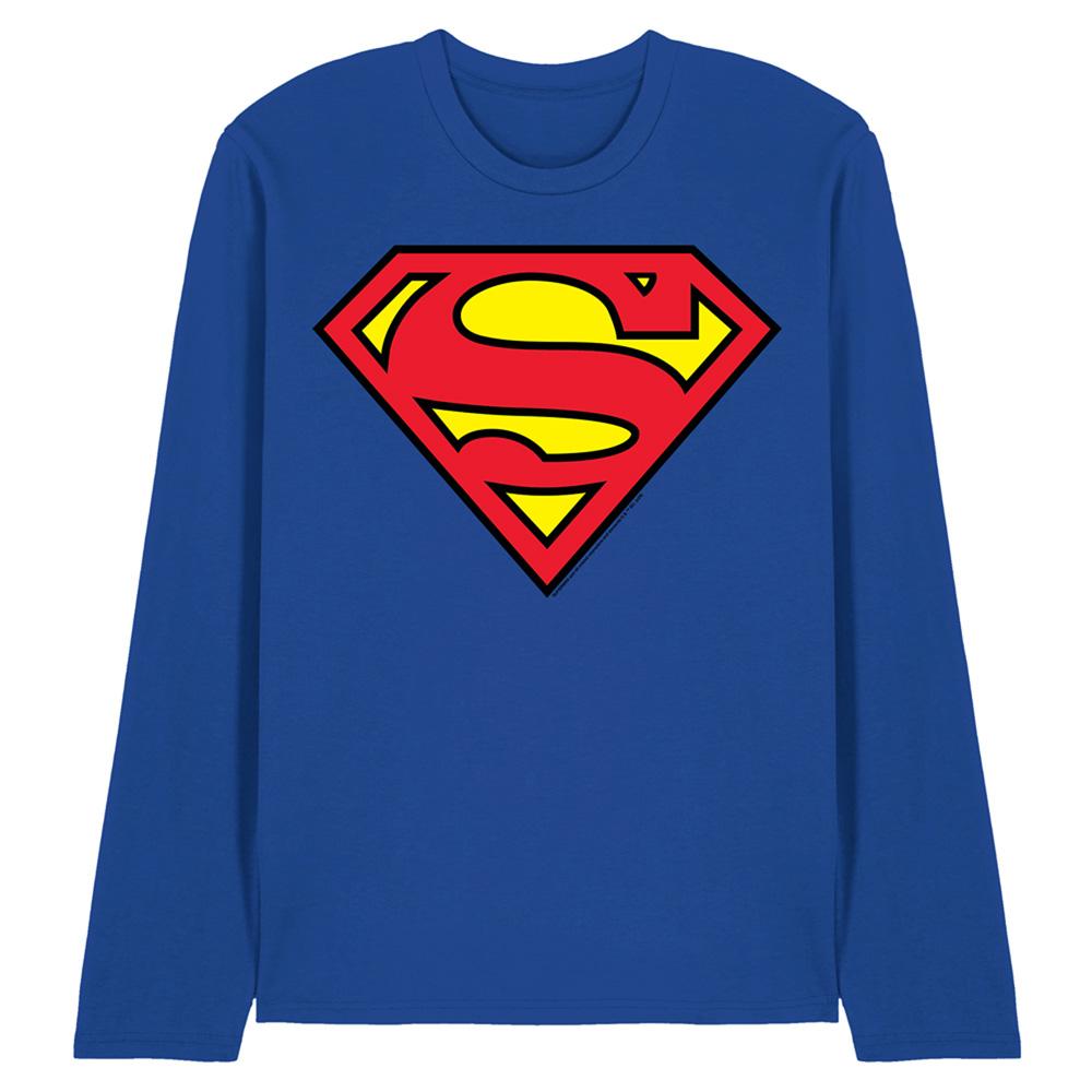 Royal Blue - Front - Superman Unisex Adult Logo Long-Sleeved T-Shirt