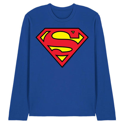 Royal Blue - Front - Superman Unisex Adult Logo Long-Sleeved T-Shirt
