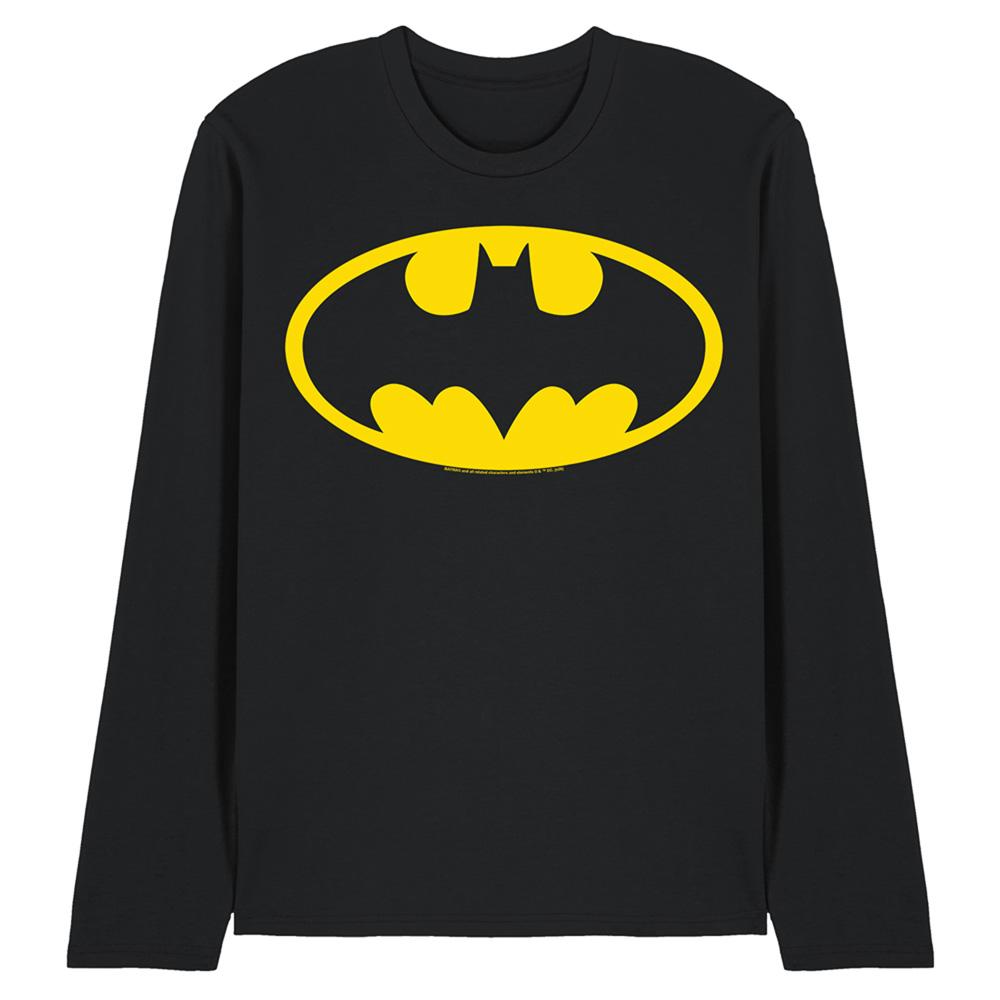 Black - Front - Batman Unisex Adult Logo Long-Sleeved T-Shirt