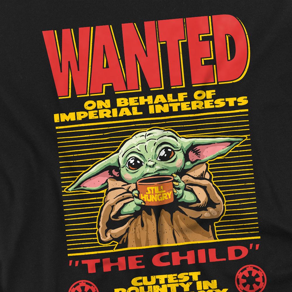 Black - Side - Star Wars The Mandalorian Unisex Adult Cutest Bounty Wanted Grogu Long-Sleeved T-Shirt