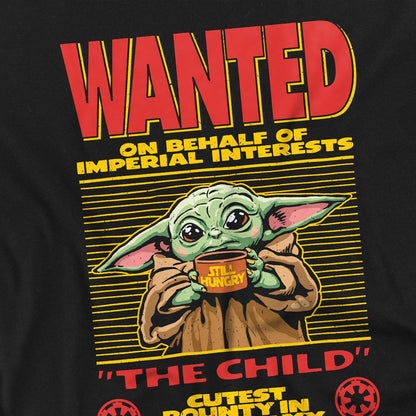 Black - Side - Star Wars The Mandalorian Unisex Adult Cutest Bounty Wanted Grogu Long-Sleeved T-Shirt