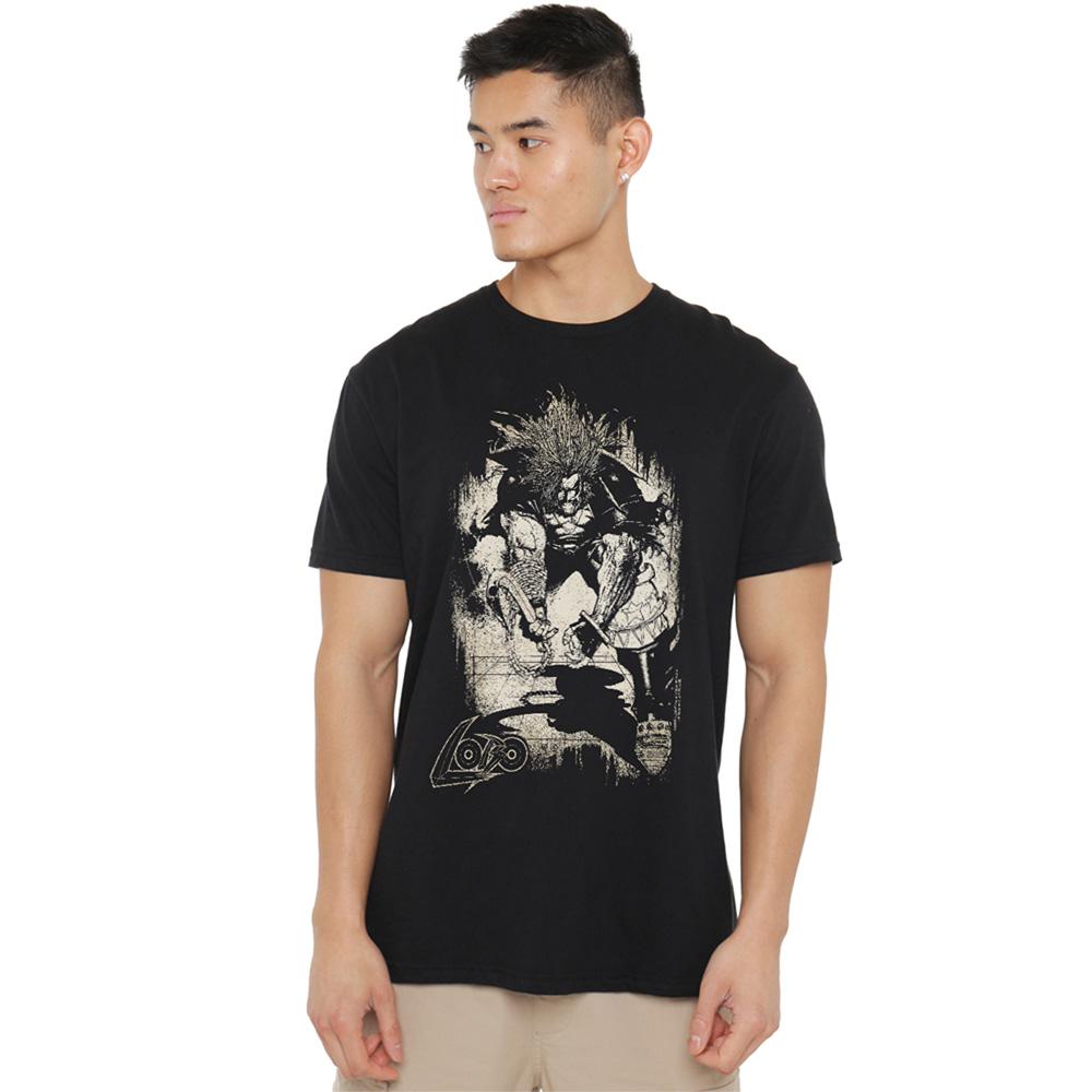 Black - Back - Justice League Unisex Adult Bounty Hunter Hook Lobo Long-Sleeved T-Shirt