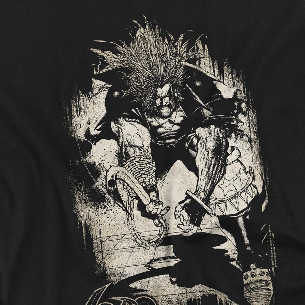 Black - Side - Justice League Unisex Adult Bounty Hunter Hook Lobo Long-Sleeved T-Shirt