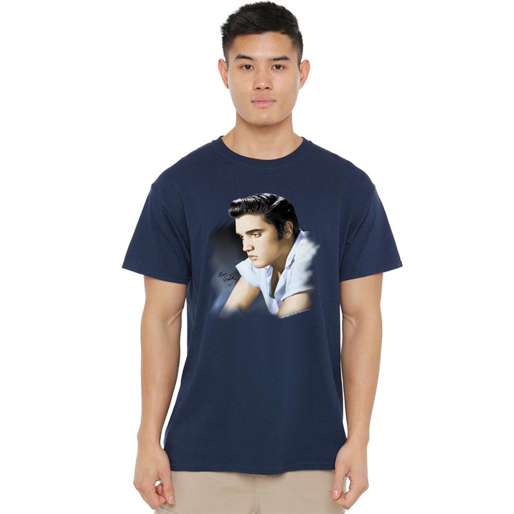 Navy - Back - Elvis Presley Mens Profile T-Shirt
