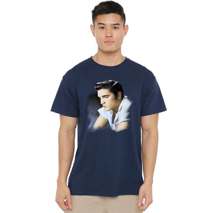 Navy - Back - Elvis Presley Mens Profile T-Shirt