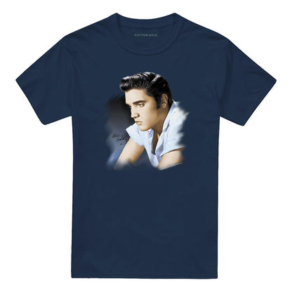 Navy - Front - Elvis Presley Mens Profile T-Shirt