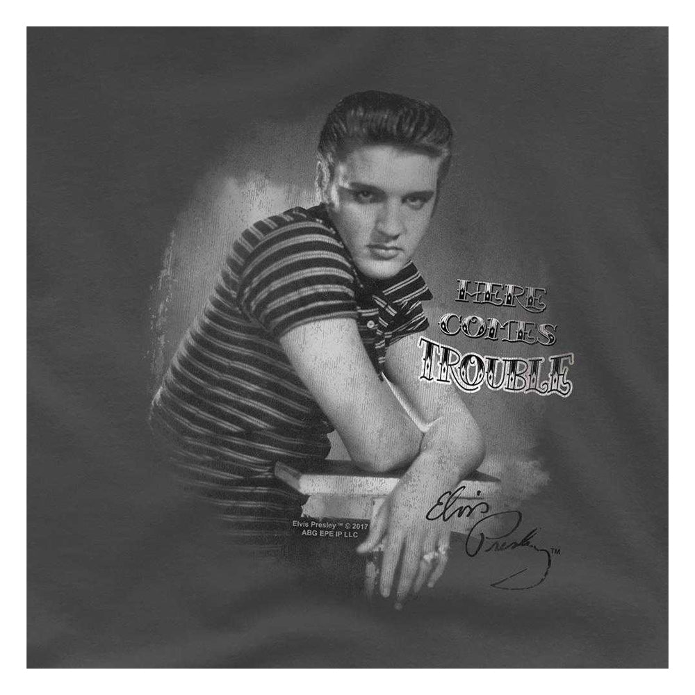 Charcoal - Side - Elvis Presley Childrens-Kids Trouble T-Shirt