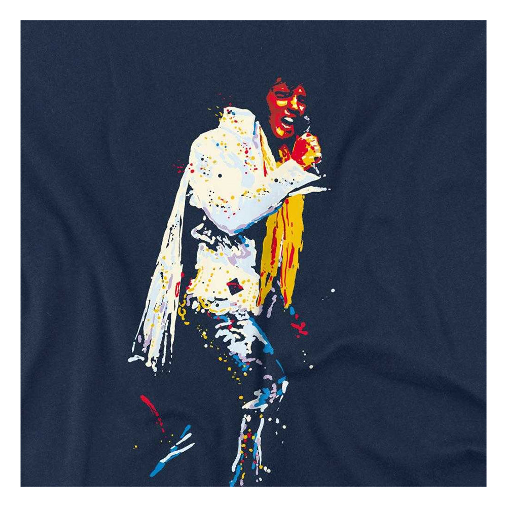 Navy - Side - Elvis Presley Childrens-Kids Yellow Scarf T-Shirt